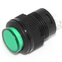 Drukknop Schakelaar vasthoudend 1.5A 250VAC Groen met led R16-503